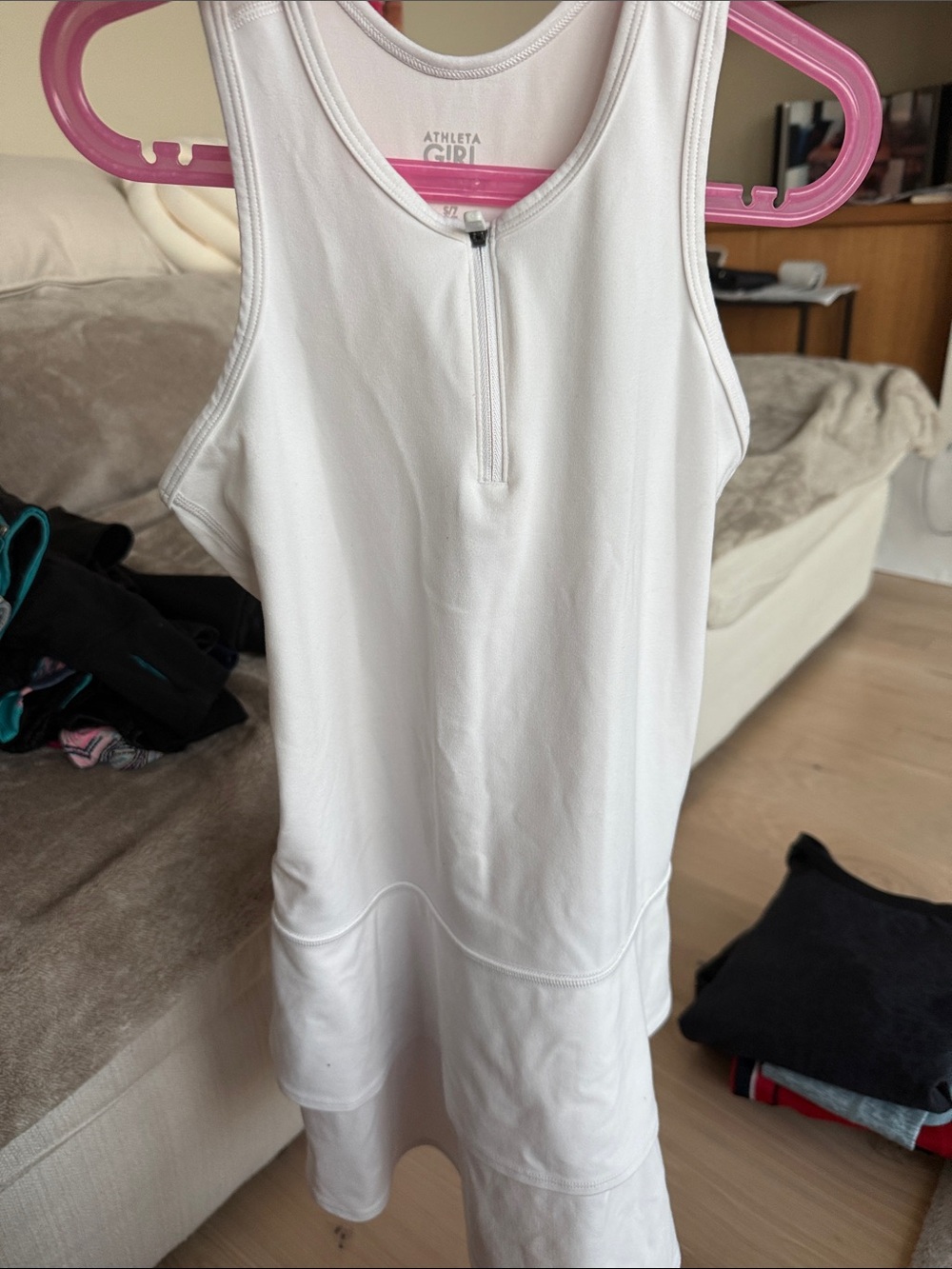 Athleta Girl White Tank Dress with Front Zip